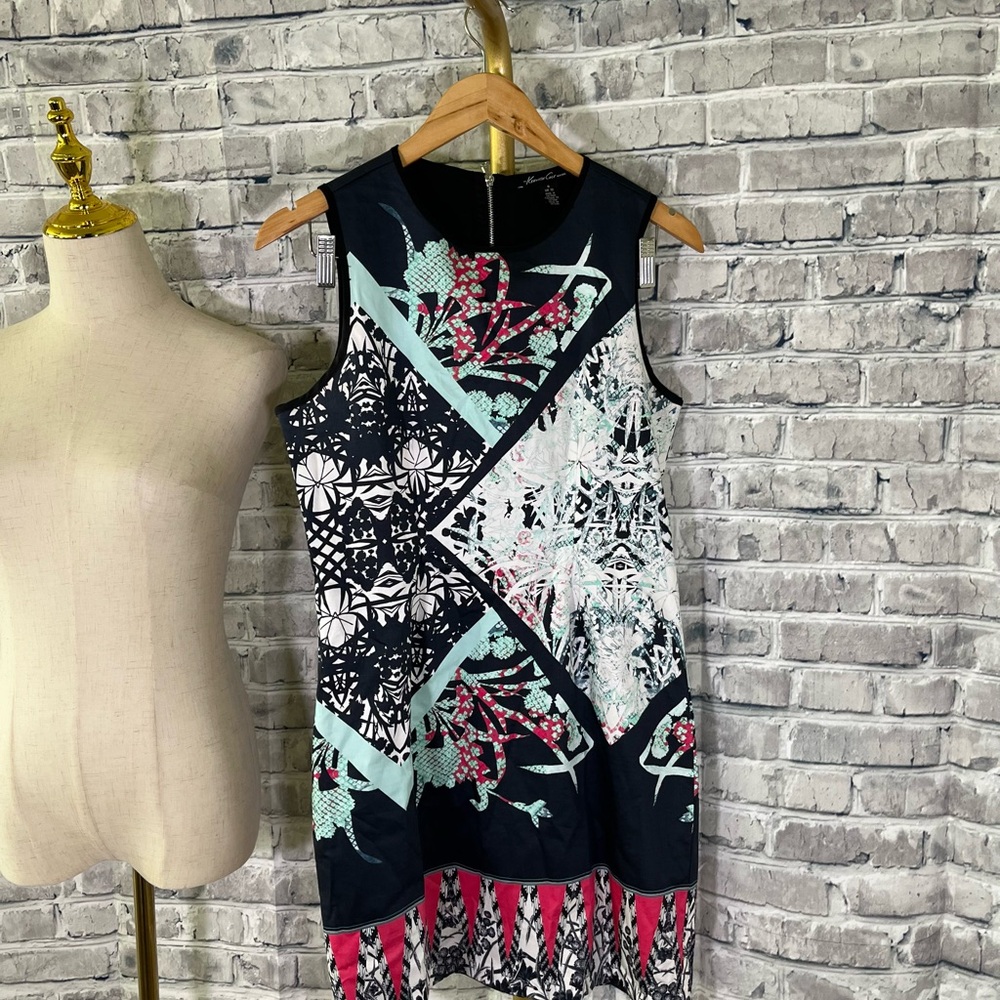 Kenneth Cole New York Geometric Black and Pink Mini Dress